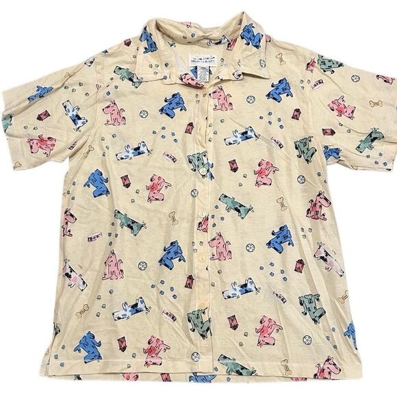 Earth Angels Pajama Party Dogs Top Size Large Cotton NEW No Tags - Picture 1 of 6